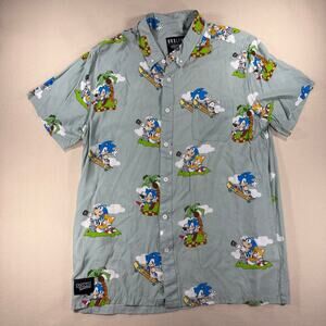 BoxLunch Sonic The Hedgehog Scenic Allover Print Button Up Shirt Large SEGA